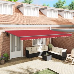 VidaXL Ręczna Markiza Chowana Czerwona 500x300 cm, vidaXL Materiał do wymiany markizy na ramę 5x3 m Czerwona