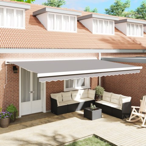 VidaXL Ręczna Markiza Chowana Jasnoszara 500x300 cm, vidaXL Tkanina Zamiennik do Markizy 5x3 m Jasnoszara