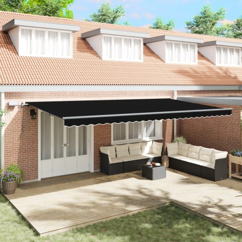 VidaXL Ręczna Markiza chowana z LED Czarna 600x300 cm, vidaXL Materiał do wymiany markizy dla ramy 6x3 m Czarna