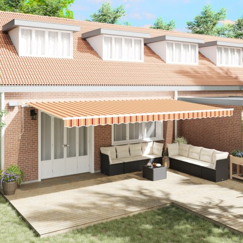 VidaXL Ręczna markiza chowana z LED w żółtym i pomarańczowym 600x300 cm
