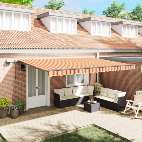 VidaXL Ręczna markiza chowana z LED, żółta i pomarańczowa 500x350 cm