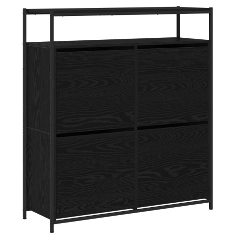 VidaXL Szafka na buty z 4 szufladami przesuwnymi Czarny Dąb 100x34x112 cm VidaXL Szafka na buty z 4 szufladami przesuwnymi Czarny Dąb 100x34x112 cm