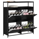 VidaXL Szafka na buty z 4 szufladami przesuwnymi Czarny Dąb 100x34x112 cm