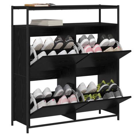 VidaXL Szafka na buty z 4 szufladami przesuwnymi Czarny Dąb 100x34x112 cm VidaXL Szafka na buty z 4 szufladami przesuwnymi Czarny Dąb 100x34x112 cm