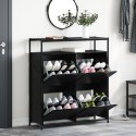 VidaXL Szafka na buty z 4 szufladami przesuwnymi Czarny Dąb 100x34x112 cm