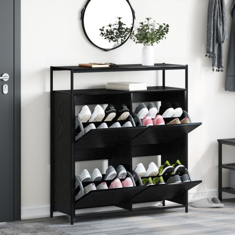 VidaXL Szafka na buty z 4 szufladami przesuwnymi Czarny Dąb 100x34x112 cm VidaXL Szafka na buty z 4 szufladami przesuwnymi Czarny Dąb 100x34x112 cm