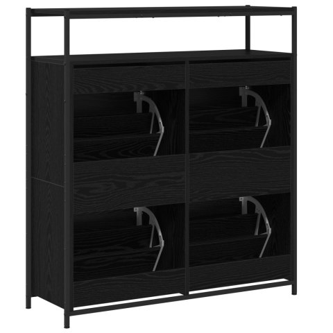 VidaXL Szafka na buty z 4 szufladami przesuwnymi Czarny Dąb 100x34x112 cm VidaXL Szafka na buty z 4 szufladami przesuwnymi Czarny Dąb 100x34x112 cm