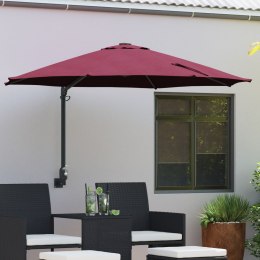 VidaXL Duża Okrągła Burgundowa Parasolka Patio Poliester Duża Składana