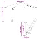 VidaXL Duży Zielony Parasol Patio Metal, Poliester Duży Z regulacją