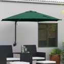 VidaXL Montowany na ścianie parasol ogrodowy z LED zielony 248 cm