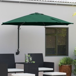 VidaXL Montowany na ścianie parasol ogrodowy z LED zielony 248 cm