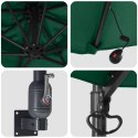 VidaXL Montowany na ścianie parasol ogrodowy z LED zielony 248 cm