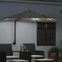VidaXL Montowany na ścianie parasol ogrodowy z LEDami Beżowy 248 cm