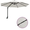 VidaXL Montowany na ścianie parasol ogrodowy z LEDami Beżowy 248 cm