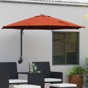 VidaXL Montowany na ścianie parasol ogrodowy z LEDami Terakota 248 cm