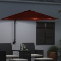 VidaXL Montowany na ścianie parasol ogrodowy z LEDami Terakota 248 cm