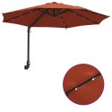 VidaXL Montowany na ścianie parasol ogrodowy z LEDami Terakota 248 cm