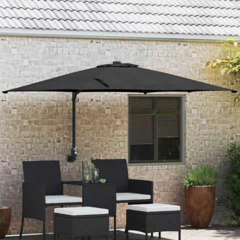 VidaXL Parasol na patio Czarny Poliester, Stal Duży Regulowany