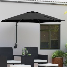 VidaXL Parasol ogrodowy montowany na ścianie z LEDami Czarny 248 cm