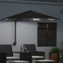 VidaXL Parasol ogrodowy montowany na ścianie z LEDami Czarny 248 cm