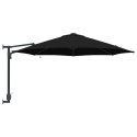 VidaXL Parasol ogrodowy montowany na ścianie z LEDami Czarny 248 cm