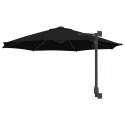 VidaXL Parasol ogrodowy montowany na ścianie z LEDami Czarny 248 cm