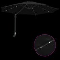 VidaXL Parasol ogrodowy montowany na ścianie z LEDami Czarny 248 cm
