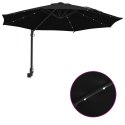 VidaXL Parasol ogrodowy montowany na ścianie z LEDami Czarny 248 cm