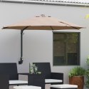 VidaXL Parasol ogrodowy montowany na ścianie z LEDami Taupe 248 cm