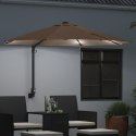 VidaXL Parasol ogrodowy montowany na ścianie z LEDami Taupe 248 cm