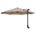 VidaXL Parasol ogrodowy montowany na ścianie z LEDami Taupe 248 cm