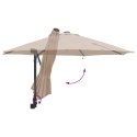 VidaXL Parasol ogrodowy montowany na ścianie z LEDami Taupe 248 cm