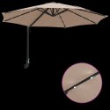 VidaXL Parasol ogrodowy montowany na ścianie z LEDami Taupe 248 cm