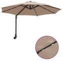 VidaXL Parasol ogrodowy montowany na ścianie z LEDami Taupe 248 cm