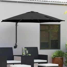VidaXL Parasol patio Czarny Poliester, Stal Malowana Proszkowo Duży