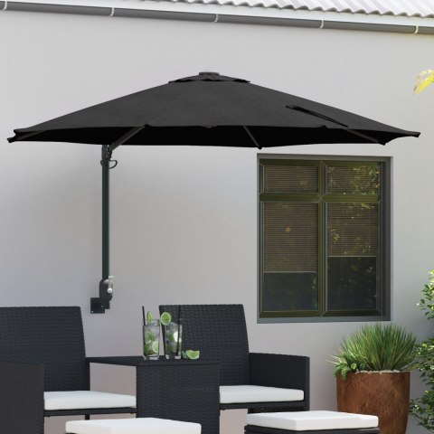 VidaXL Parasol patio Czarny Poliester, Stal Malowana Proszkowo Duży