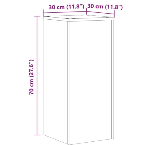 VidaXL Podstawki pod doniczki, 2 szt., brązowy dąb, 30x30x70 cm VidaXL Podstawki pod doniczki, 2 szt., brązowy dąb, 30x30x70 cm