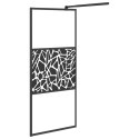 VidaXL Ścianka prysznicowa z półką, czarna, 90x195 cm, ESG i aluminium