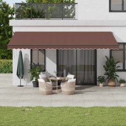 VidaXL Ręcznie zwijana markiza z LED, brązowa, 600x300 cm
