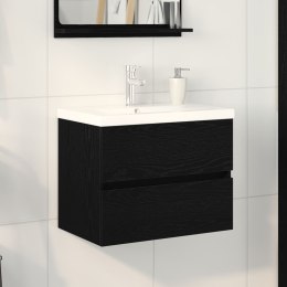 Szafka pod umywalkę vidaXL z wbudowaną misą z czarnego dębu z drewna inżynieryjnego, Szafka pod umywalkę vidaXL czarny dąb 60x38