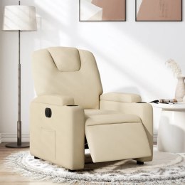 VidaXL Elektryczny fotel rozkładany, kremowy, obity tkaniną