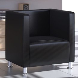 VidaXL Fotel Cube Czarny Ekoskóra