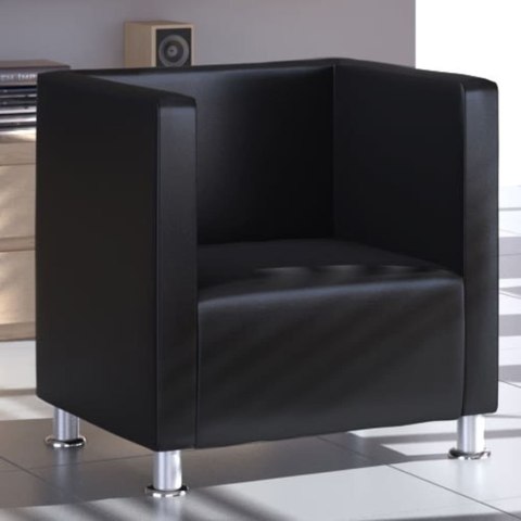 VidaXL Fotel Cube Czarny Ekoskóra
