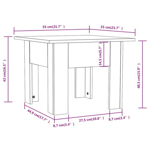 VidaXL Stolik kawowy, biały, 55x55x42 cm, materiał drewnopochodny VidaXL Stolik kawowy, biały, 55x55x42 cm, materiał drewnopochodny