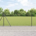 Płot sześciokątny vidaXL Szary 1x10 m Stal, Słupki ogrodzeniowe vidaXL z podstawami 7 szt. Ø32mm 110cm stal ocynkowana