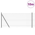 Płot sześciokątny vidaXL Szary 1x10 m Stal, Słupki ogrodzeniowe vidaXL z podstawami 7 szt. Ø32mm 110cm stal ocynkowana