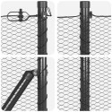 Płot sześciokątny vidaXL Szary 1x10 m Stal, Słupki ogrodzeniowe vidaXL z podstawami 7 szt. Ø32mm 110cm stal ocynkowana