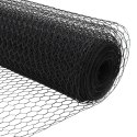 Płot sześciokątny vidaXL Szary 1x10 m Stal, Słupki ogrodzeniowe vidaXL z podstawami 7 szt. Ø32mm 110cm stal ocynkowana