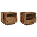 Stoliki nocne vidaXL z lampkami LED 2 szt. Stare drewno 40x39x37 cm
