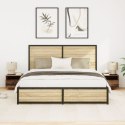 Stoliki nocne vidaXL z lampkami LED 2 szt. Stare drewno 40x39x37 cm